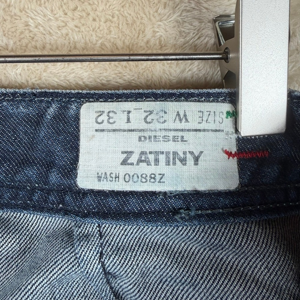 Diesel Zatiny Jeans '09 Men 32x32 Straight Dark Wash Y2K Low Rise Made in Italy - Picture 4 of 13
